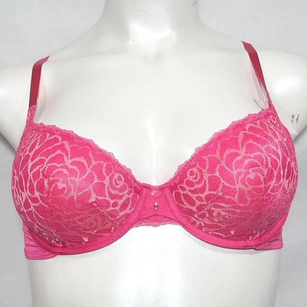 36B Lily Of France Extreme Sensational Cut Sew Bra Pink NWT